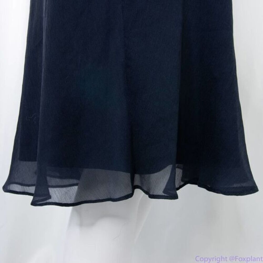 Jcrew 100% silk asymmetric hem V neck navy blue midi dress, size 2 - Picture 6 of 12